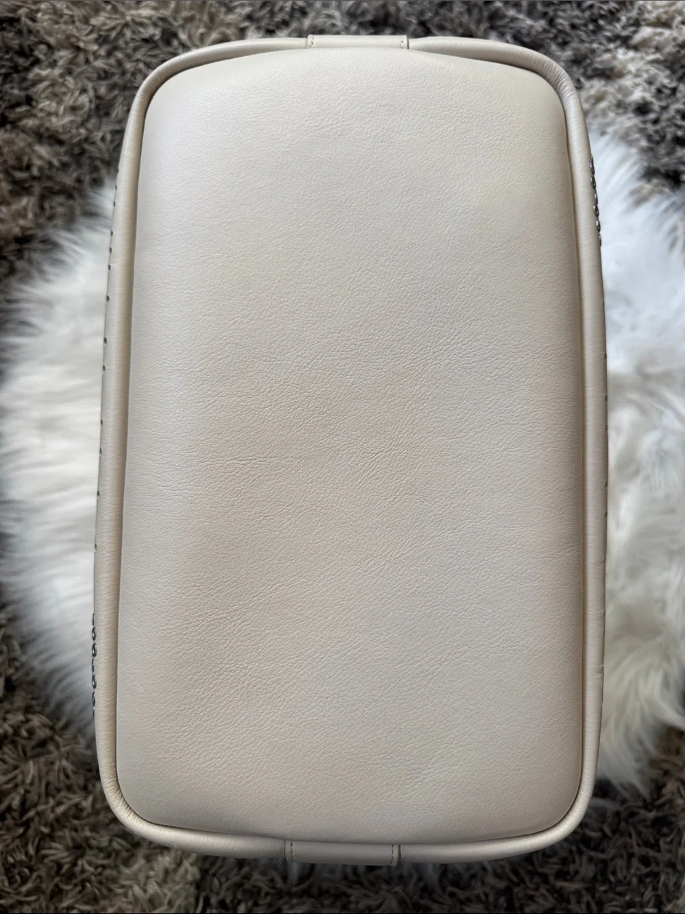 NWT CHANEL 2019 Beige Calfskin Perforated Logo Tote with Silver-Tone Hardware